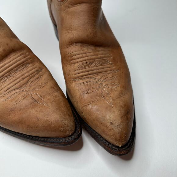 J. Chisholm Tan Leather Cowboy Western Pointed Toe Boots - Picture 3 of 9